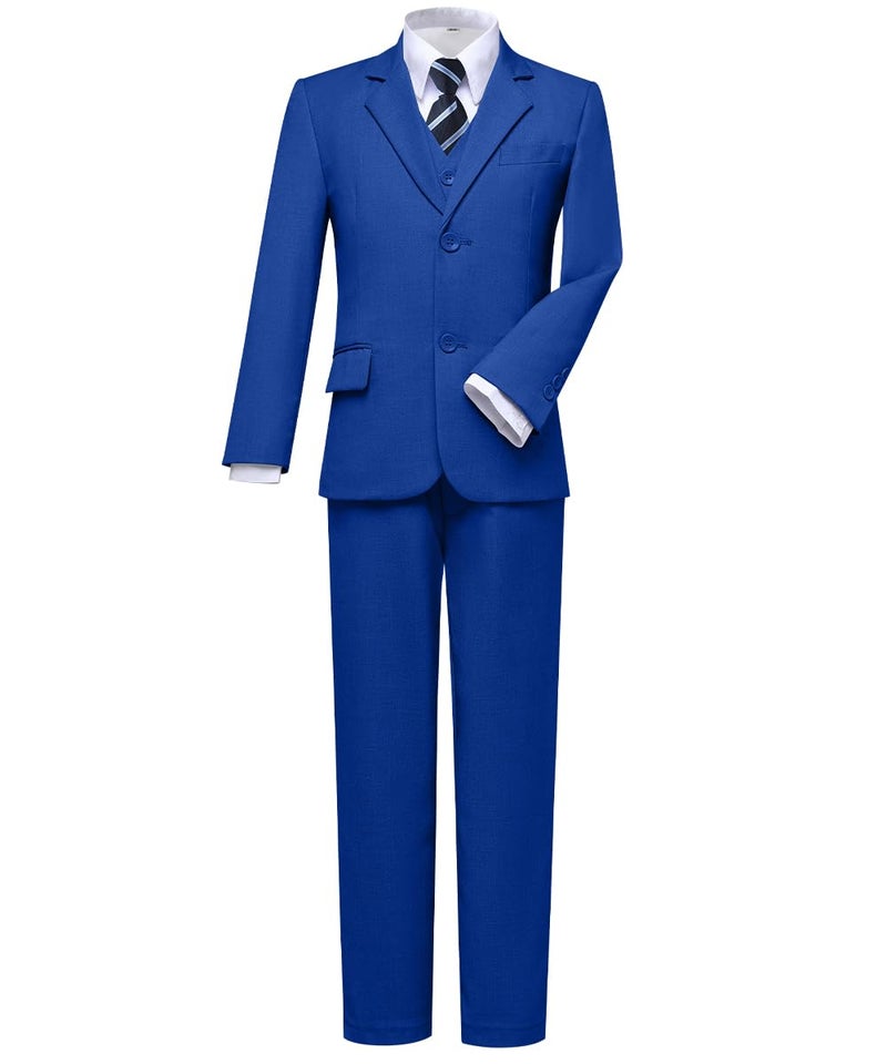 Visaccy Boys Suit,Kids Slim Fit Dress Clothes Ring Bearer Outfit for Wedding Royal Blue Size 14 - Image 1